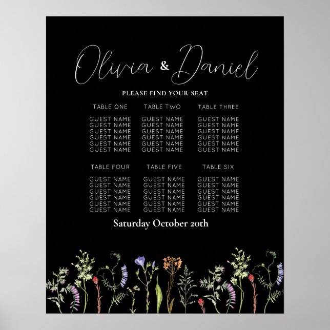 Tableau 6 Plan de siège Mariage Fleurs sauvages so (Devant)