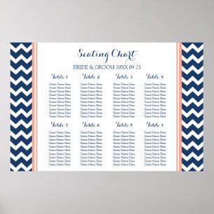 Tableau 8 Tables Coral Blue Chevron