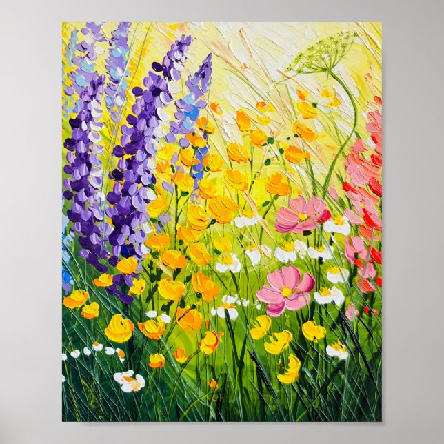 Tableau à l'huile de prairie de fleurs sauvages ba (Devant)
