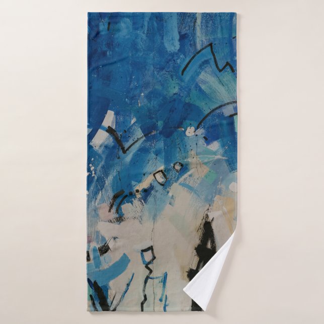 Tableau abstrait bleu et blanc (Serviette de bain)