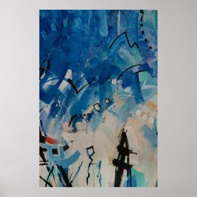 Tableau abstrait bleu et blanc (Devant)