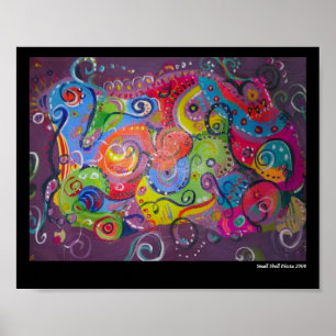 Tableau Abstrait d'aubergine et de tourbillon de c