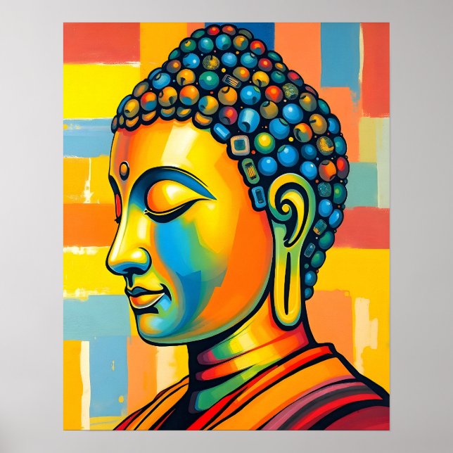 Tableau Abstrait de Bouddha numérique contemporain (Devant)