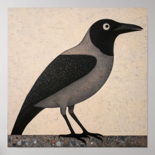 Tableau Abstrait d'oiseaux de corneille