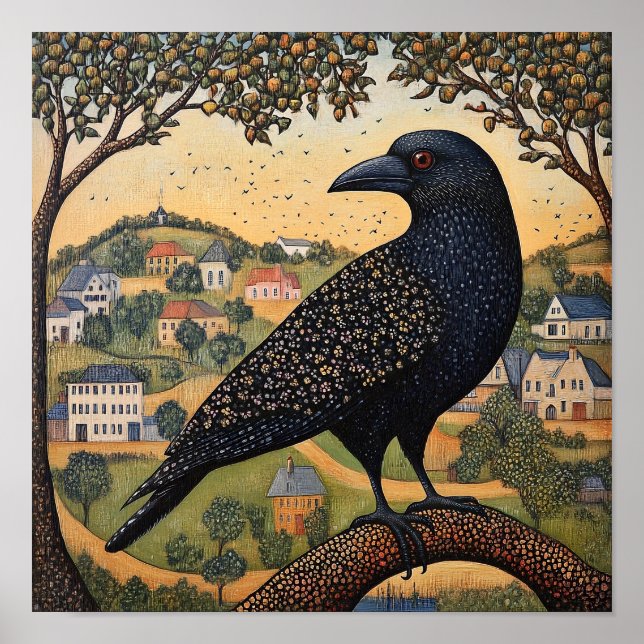 Tableau Abstrait d'oiseaux de corneille (Devant)