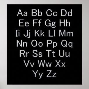 Tableau alphabétique argent et noir