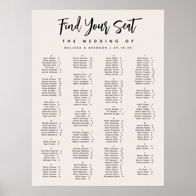 Tableau Alphabétique Hors Blanc De Script Moderne (Devant)