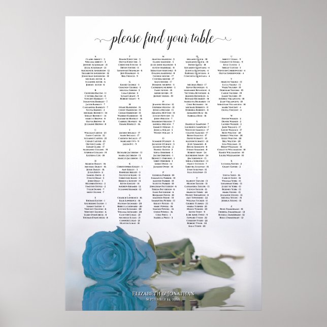 Tableau alphabétique Rose bleu turquoise (Devant)