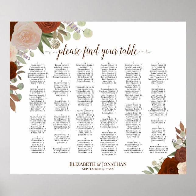 Tableau alphabétique Rose de rouille (Devant)