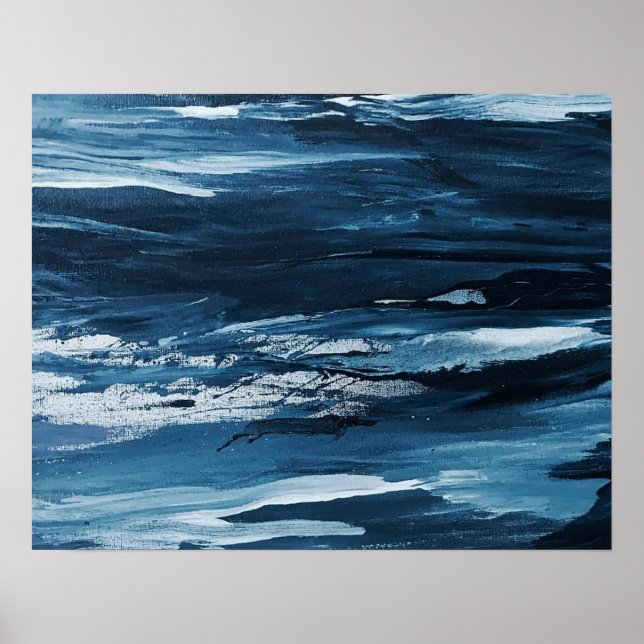 Tableau blanc bleu Abstrait (Devant)
