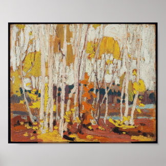 Tableau canadien vintage Tom Thomson Birch d'autom