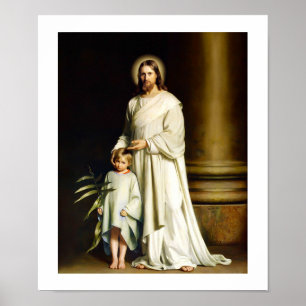 Tableau "Christ et Enfant" de Carl Bloch. Poster