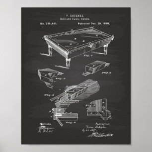 Tableau d'art de brevet du tableau de billard 1880