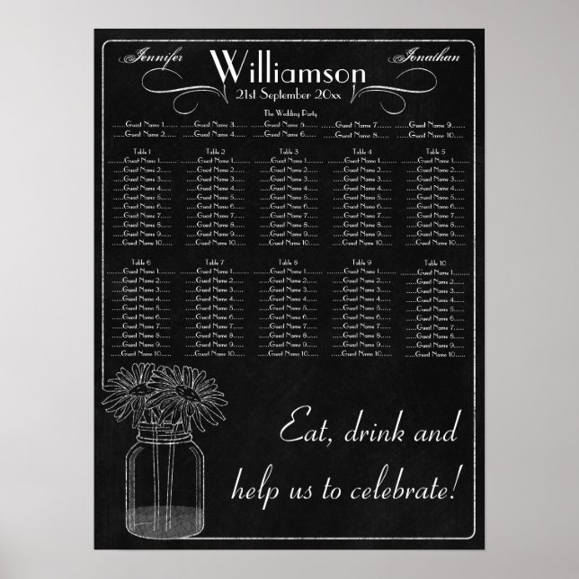 Tableau de bord avec Mason Jar et Mariage de margu (Devant)