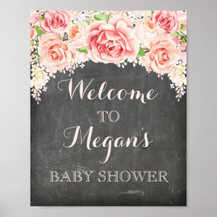 Tableau de bord baby shower rose Aquarelle Fleurs