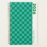 Tableau de bord bleu vert rétro Personnalisé 2025<br><div class="desc">Restez organisé en style avec ce damier d'inspiration rétro bleu et vert personnalisé planificateur 2025! La motif audacieuse en damier ajoute une ambiance ludique et nostalgique, tandis que les teintes cool bleu et vert apportent une touche fraîche et moderne. Parfait pour garder votre programme en échec, ce planificateur combine fonctionnalité...</div>