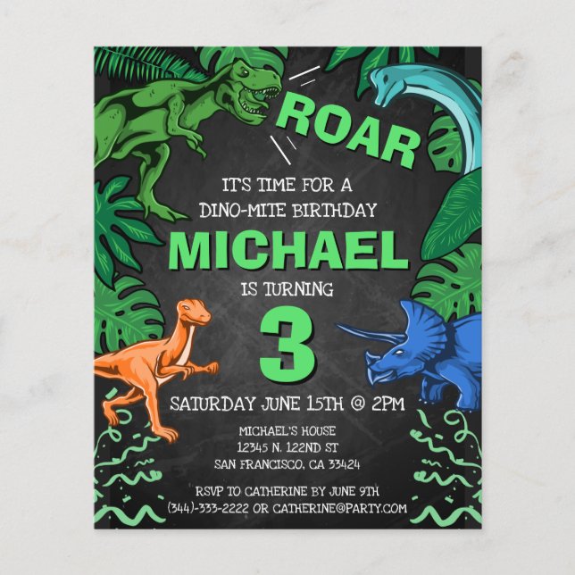 Tableau de bord budgétaire Dinosaur Anniversaire d (Devant)