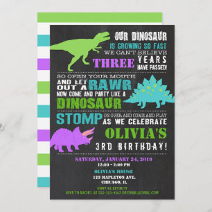 Tableau de bord des invitations pour les dinosaure