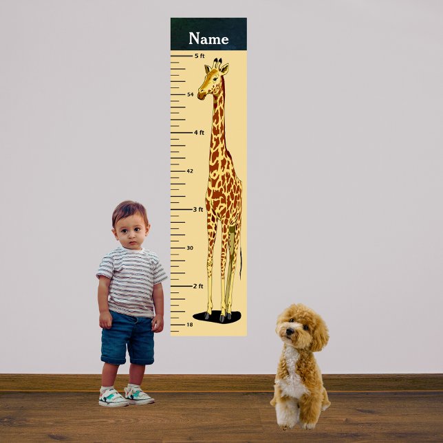 Tableau de croissance de la girafe à long cou Ajou (Long Neck Giraffe Growth Chart Add Child's Name)
