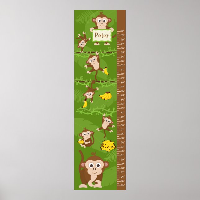 Tableau de croissance pour enfants - Singes (Devant)