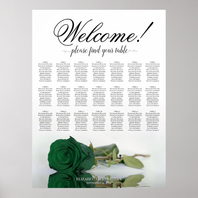 Tableau de disposition de 21 tables de mariage Ros (Devant)