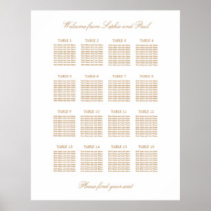 Tableau de disposition de mariage à 16 tables en b