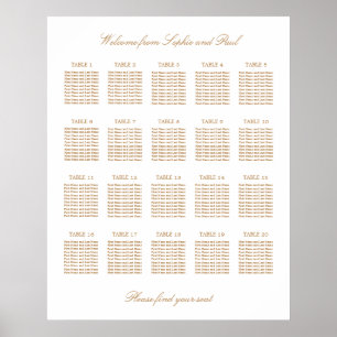 Tableau de disposition de mariage à 20 tables Beig