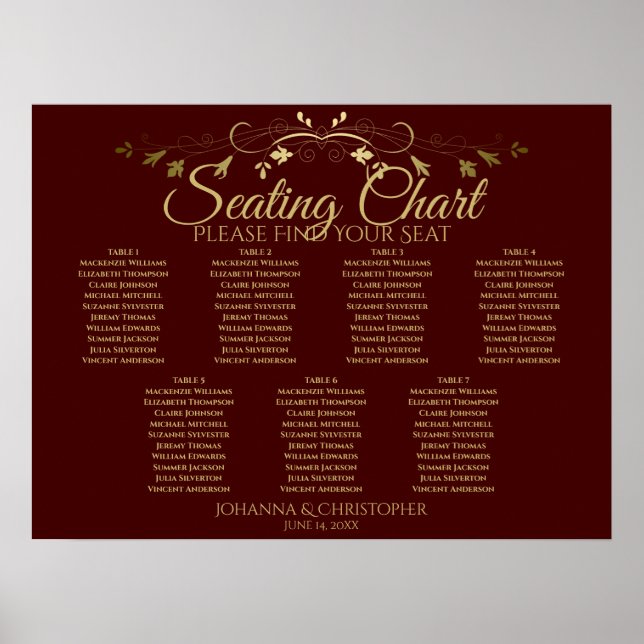Tableau de disposition de mariage à 7 tables Marro (Devant)