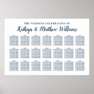 Tableau de disposition de mariage bleu marine
