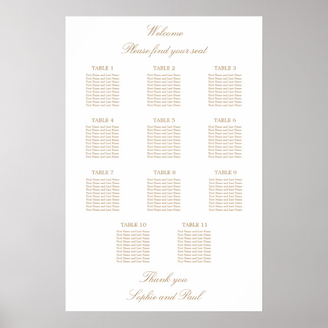 Tableau de disposition de mariage de table 11 beig (Devant)