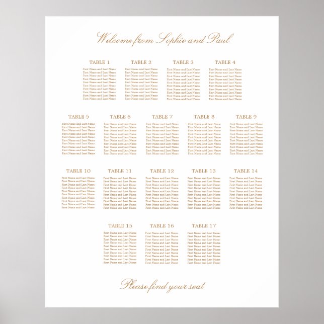Tableau de disposition de mariage de table 17 beig (Devant)