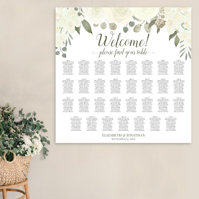 Tableau de disposition de mariage floral blanc ivo (In Situ on Wall)