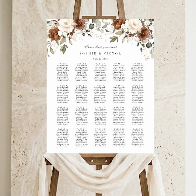 Tableau de disposition de mariage Floral Rust Blan (Créateur téléchargé)
