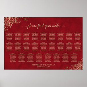 Tableau de disposition de mariage Rouge cramoisi &