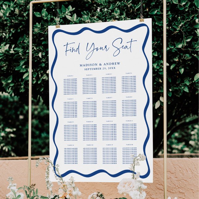 Tableau de disposition de table moderne bleu ondul (Créateur téléchargé)