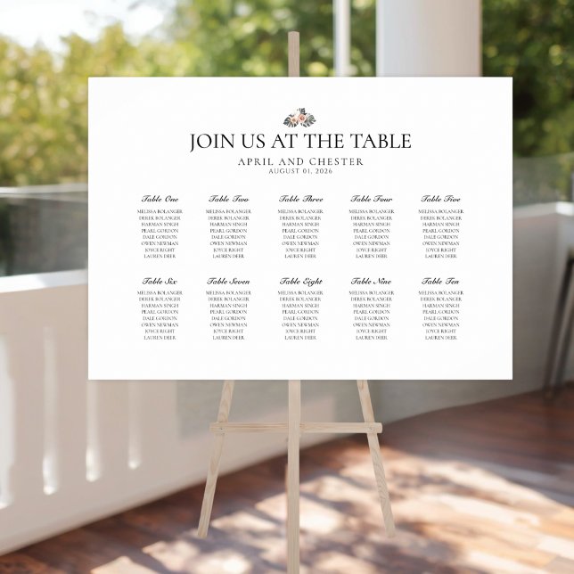 Tableau de disposition de table Palm noire (Wedding Reception Seating Chart)