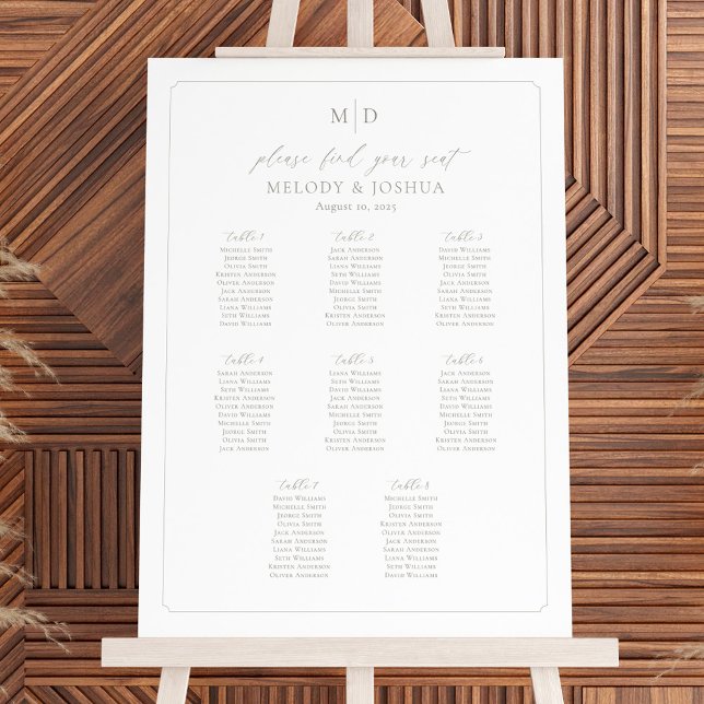 Tableau de disposition des places Monogramme 8 tab (Créateur téléchargé)