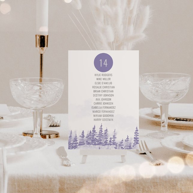 Tableau de disposition par table pour mariage hive (Wedding Table Seating Chart from my Winter Forest Lavender Wedding Collection)