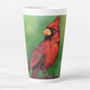 Tableau de la Mug latte des oiseaux cardinaux roug