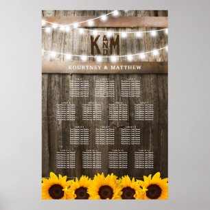 Tableau de la table de Mariage de tournesol rustiq