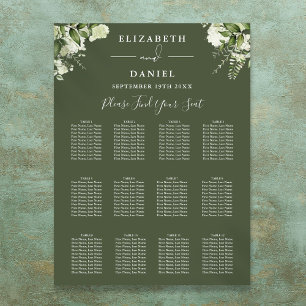 Tableau de mariage à la verdure florale vert olive