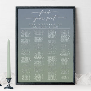 Tableau de mariage alphabétique bleu et vert