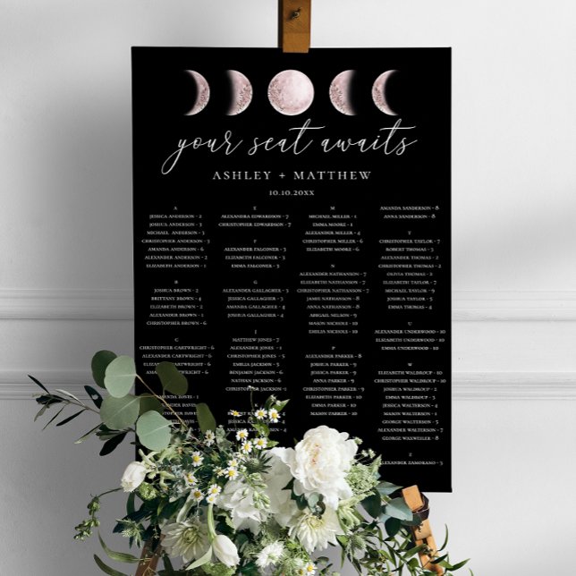 Tableau de Mariage Alphabétique Noir | Lune (Créateur téléchargé)