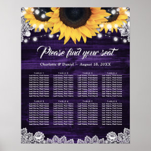 Tableau de mariage assis au soleil en bois violet