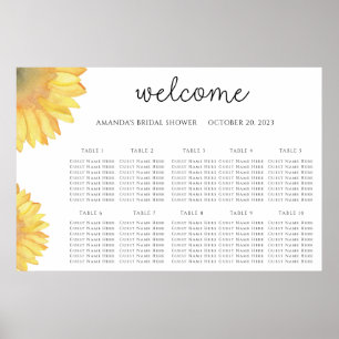 Tableau de mariage au tournesol aquarelle pour pla