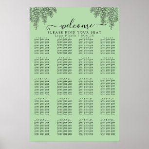 Tableau de mariage aux feuilles de fougère vert sa