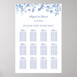 Tableau de mariage aux fleurs sauvages bleues