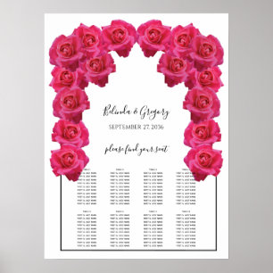Tableau de Mariage aux Roses Roses Rustiques