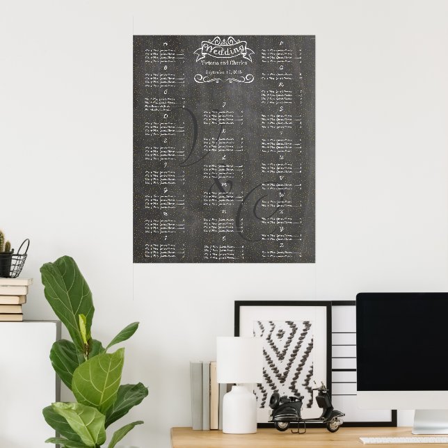 Tableau de mariage avec points dorés pour placemen (Bureau à domicile)