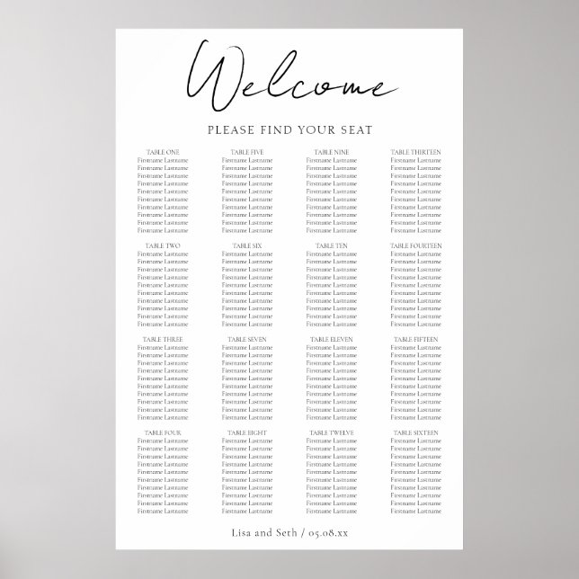 Tableau de mariage classique minimaliste (Devant)